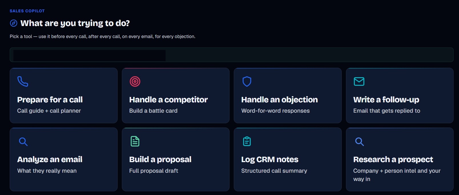Sales Copilot - eight real-time deal tools